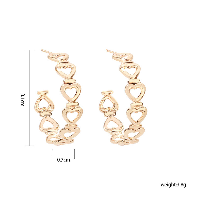 7g Weight Fashion Heart Shape Metal Plating Earrings