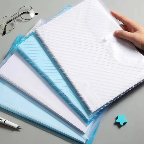 Wholesale A4 file bags, thick button bags, transparent plastic bags, large capacity snap-fastener bags, PP document bags, archival bags