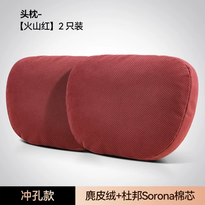 Headrest — Support Neck Pillow Lumbar Cushion - pair-of-punched-headrests-for-driver-and-passenger-volcano-red