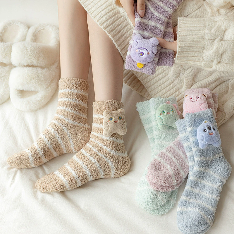 Королевский бархат зимние тёплые носки, мультфильм согревающее кукла