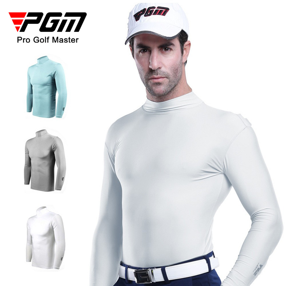 Áo thun golf dài tay nam mùa hè chất liệu lụa đá thoáng khí — YF202 màu xanh