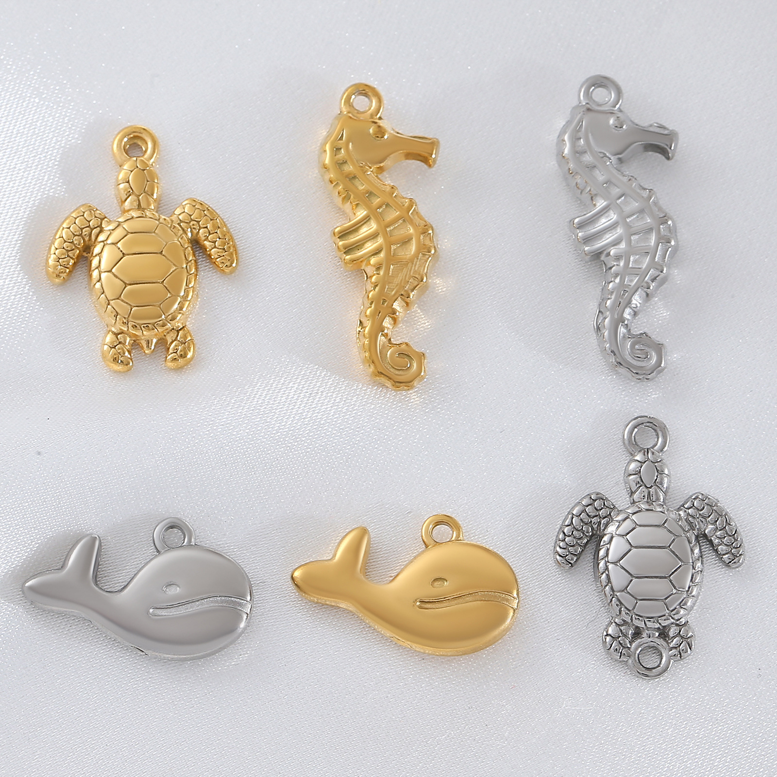 5g Weight Electroplating Gold Plating Process Pendant Jewelry Making Type 14*18MM, 16 * 18 mm, 18 * 12mm, 20*12mm Jewelry Making Size 18K Real Gold Plated, Platinum Plated Plating Material 1 Piece Quantity 304 Stainless Steel Material Tortoise, Hippocampus, Crab, Whale Pattern Marine Style Style 1 Piece 14*18MM 16 * 18 Mm 18 * 12mm 304 Stainless Steel Tortoise Hippocampus Crab Polished Pendant DIY Ornament Accessories 2