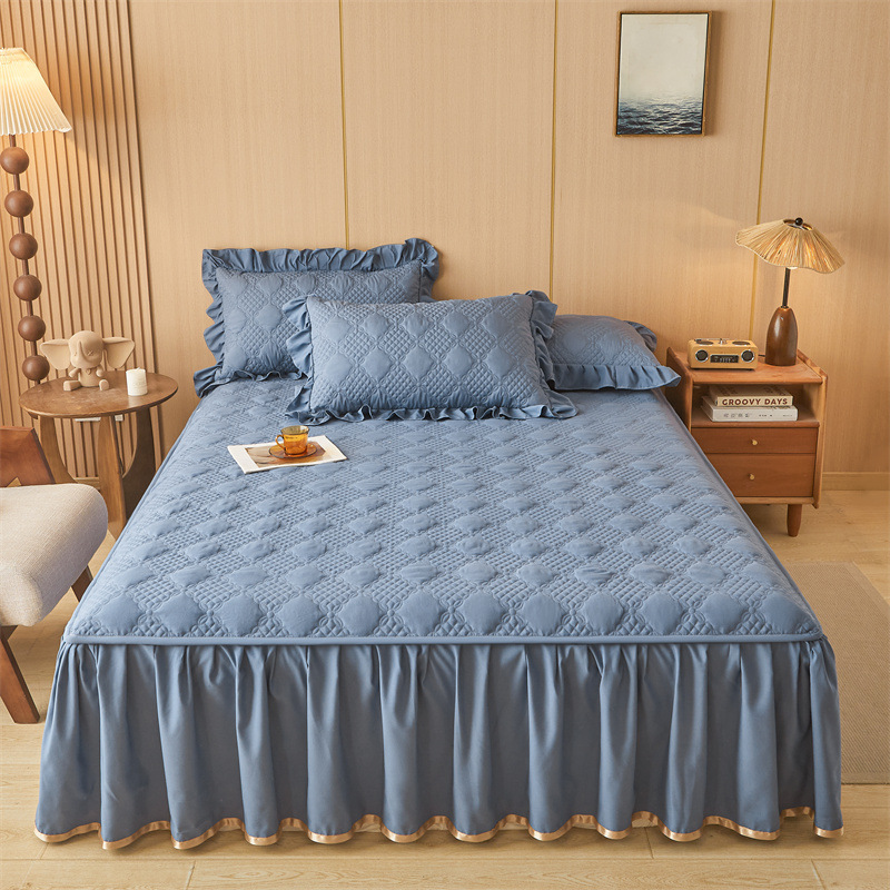 Class a Washed Cotton Soy Protein Fiber Bedspread Simmons Bed Cover Protective Cover Quilted Quilted Bed Skirt Factory Wholesale