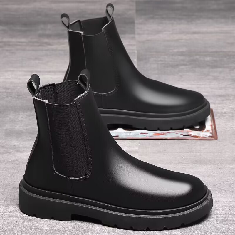 Chelsea Boots for Men, High-Top Shoes, Trendy Slip-On Boots, Spring Fashion Men's Martin Boots, Workwear British Style Snow Boots