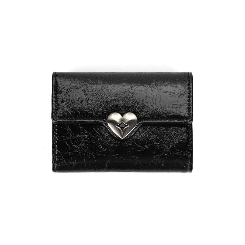 Korean-style Fennec vintage cracked leather short wallet with heart-shaped metal clasp 70% off Unique niche coin purse and card holder Korean-style Fennec vintage cracked leather short wallet with heart-shaped metal clasp 70% off Unique niche coin purse and card holder
