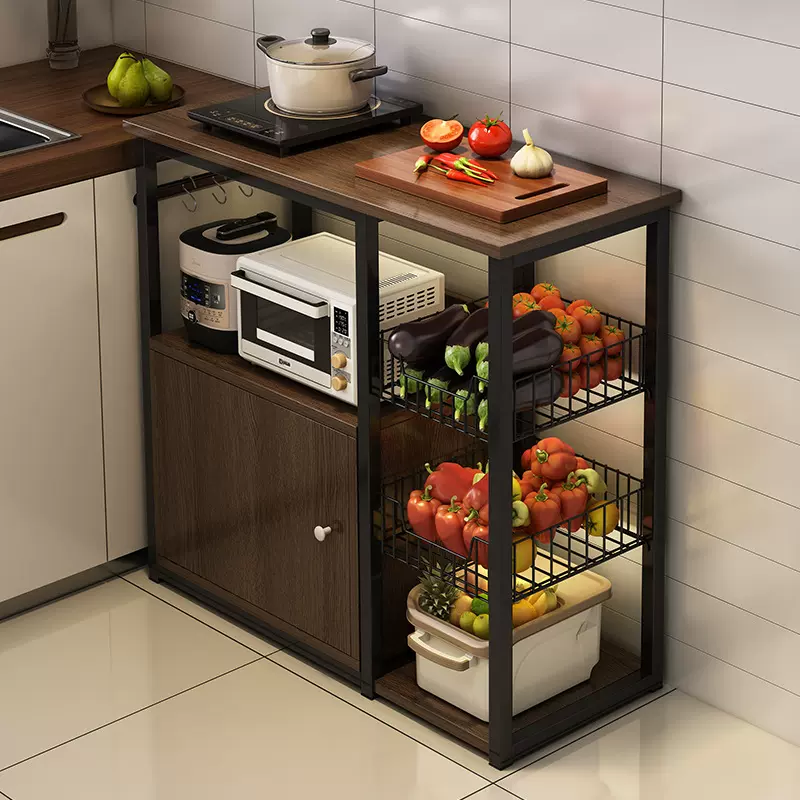 厨房多功能置物架落地多层家用餐边柜橱柜收纳柜子靠墙一体储物柜