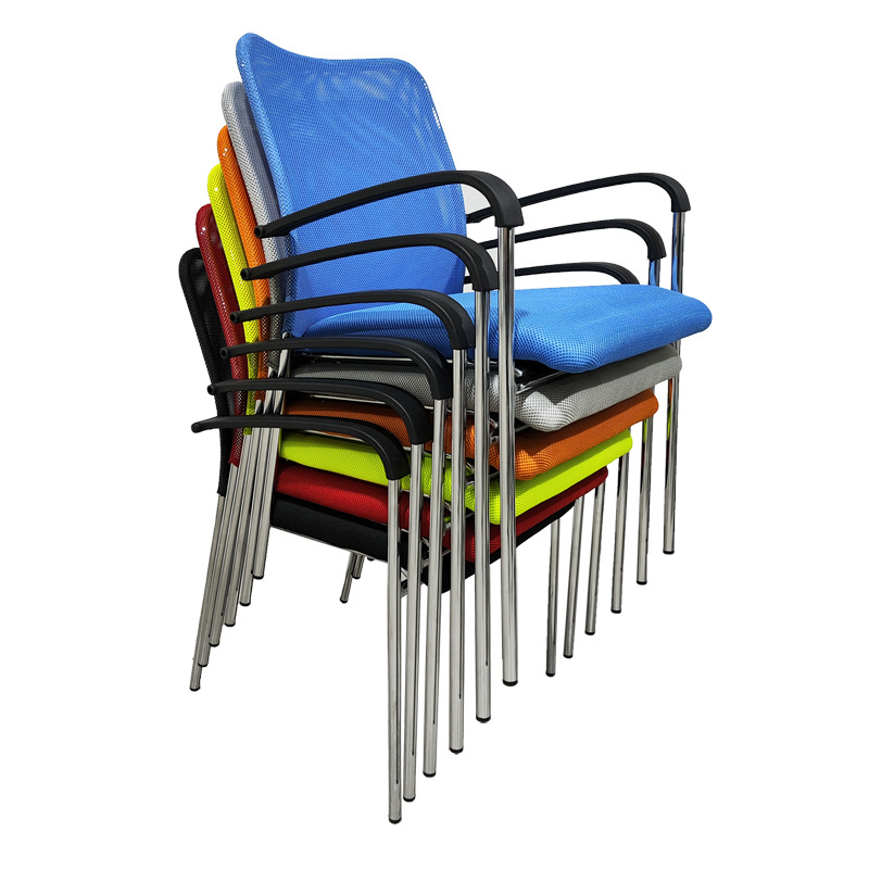 新款办公室培训椅金属脚简约透气网布家用舒服靠背椅职员会议椅子