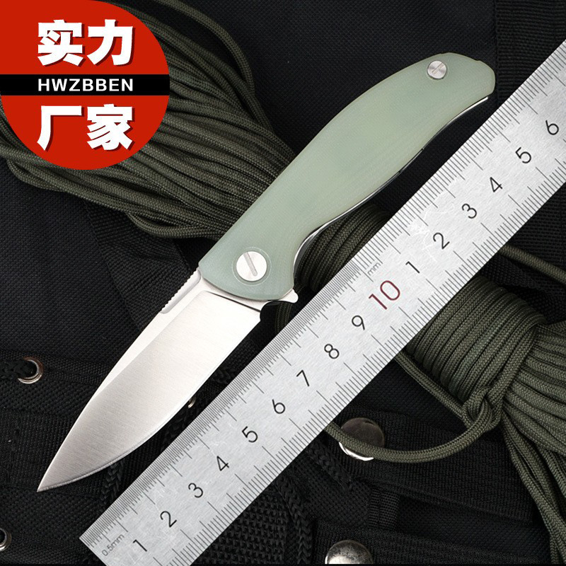现货44c钢G10柄折叠刀户外露营日常edc折叠随身便捷小熊头小折刀