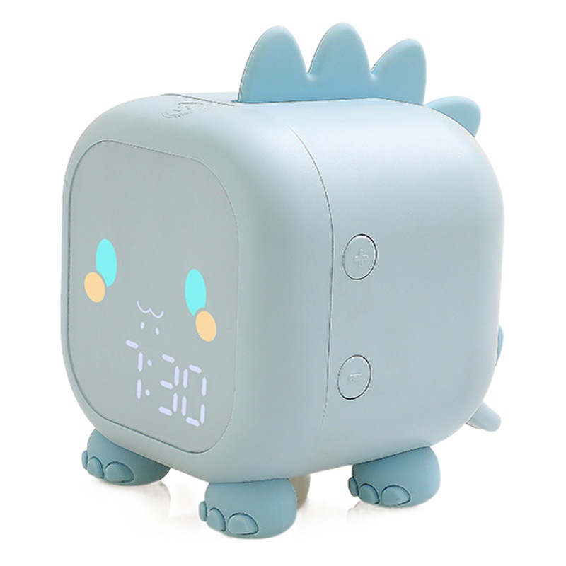 Divertido dragón pequeño despertador creativo inteligente noche luz voz tiempo niños estudiante cabecera LED pequeño programa reloj electrónico