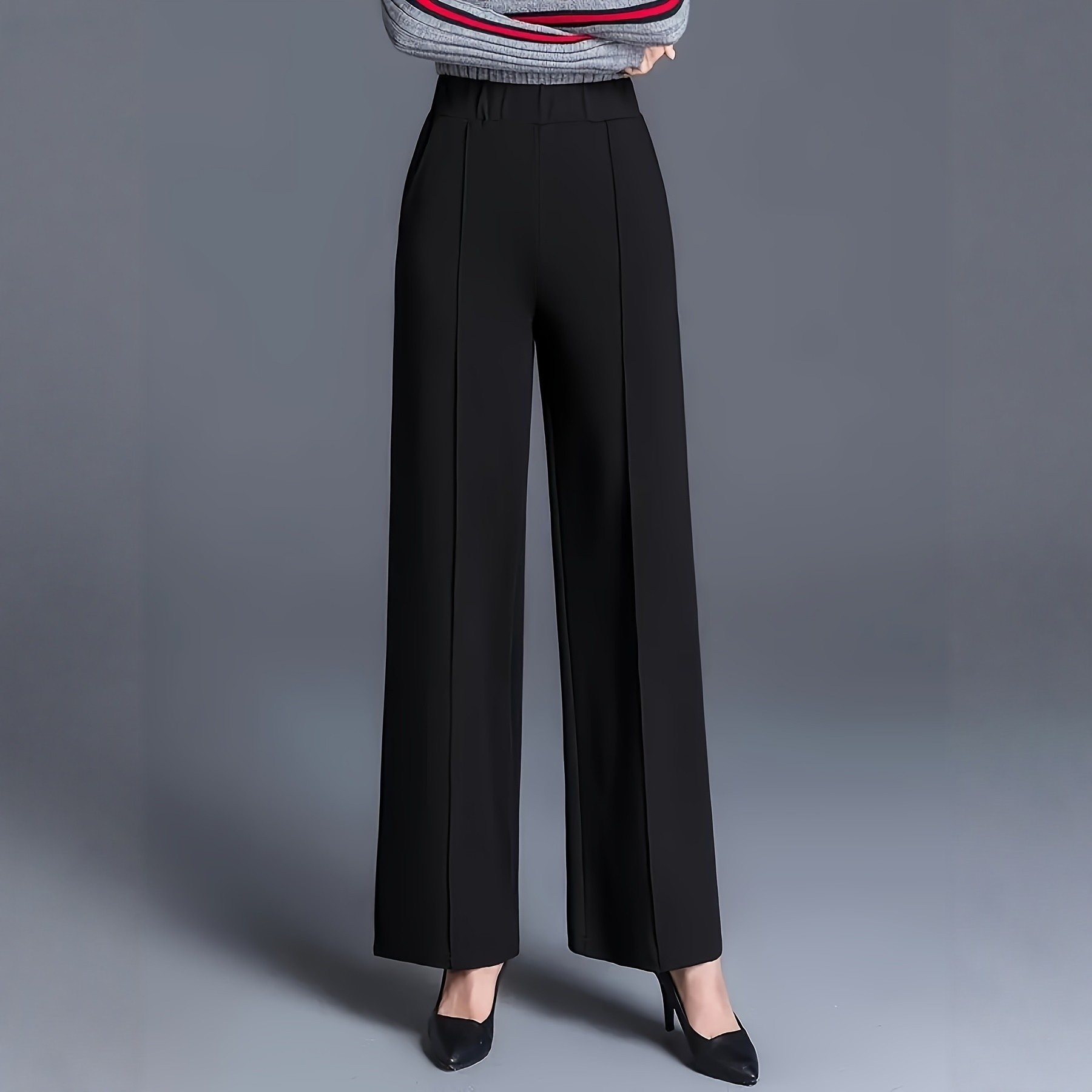 Cross-Border Hot-Selling High-Waisted Drapey Wide-Leg Pants for Women, Autumn and Winter Loose Slimming Casual Pants, Solid Color Versatile Long Pants
