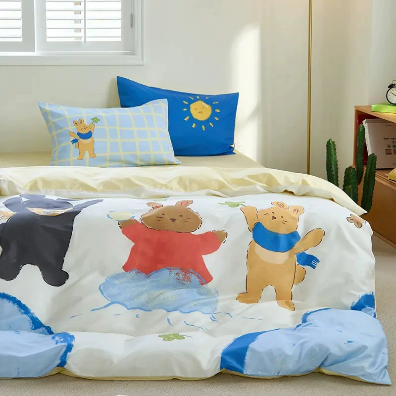 Детский комплект постельного белья Bluebird Cotton - 4 предмета, размер 1.8 м/1.5 м, яркие рисунки для учащихся начальной школы