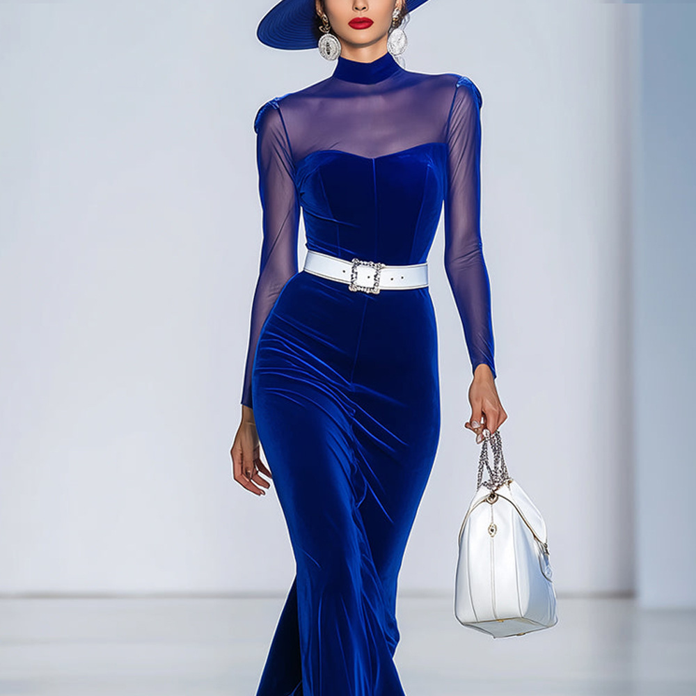 Autumn And Winter Long-Sleeved Women's Dress With Elegant And Stylish Patchwork, Long Dress And Slimming Dress_ecoleips.com