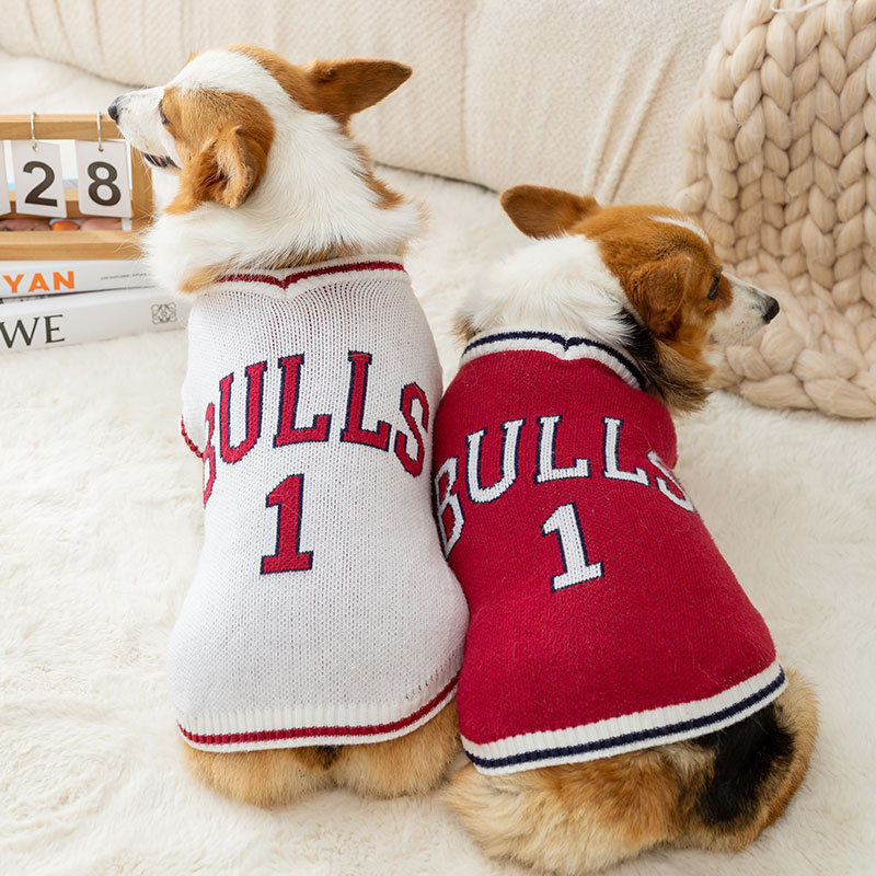 Autumn and Winter corgi dog fashion basketball clothes sports style vest sweater medium and small dog sausage pet dog clothes Autumn and Winter corgi dog fashion basketball clothes sports style vest sweater medium and small dog sausage pet dog clothes