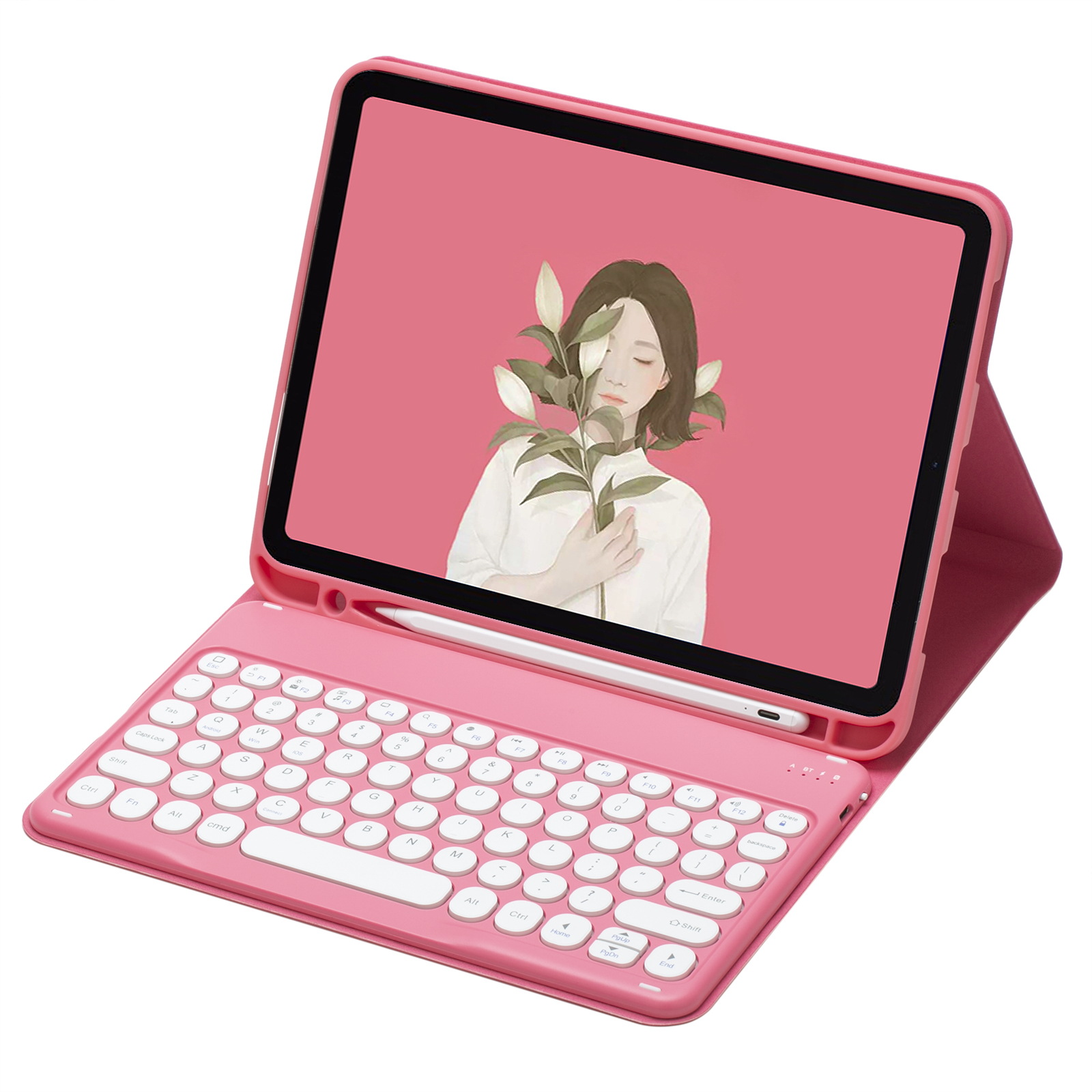 Funda protectora para teclado Bluetooth de 11 generaciones para iPad Funda de cuero para teclado táctil con tapa redonda pro11 magnética de 10,2 pulgadas
