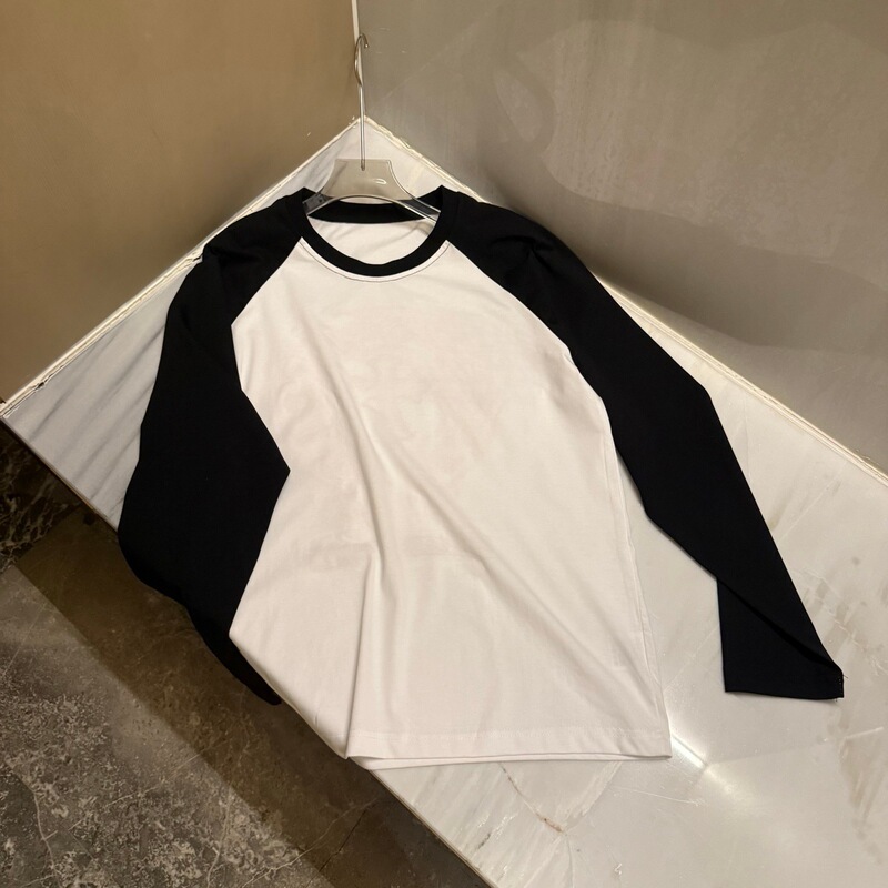 K91805梵文插肩印花打底衫圆领长袖休闲宽松百搭打底衫女经典款时|undefined