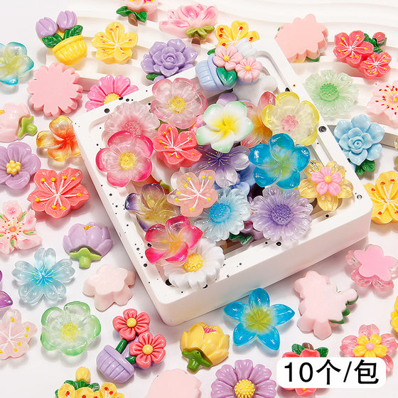 Bright Face Peach Blossom Branch Daisy Full Series Flowers Ice Penetration Egg Flower Peony Sunflower Resin Material Accessories Hair Accessories