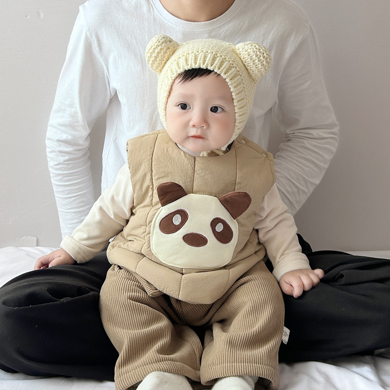 Baby invierno chaleco de algodón de clip2025 nuevo bebé coreano lindo dibujos animados grueso calentamiento exterior chaleco pequeño