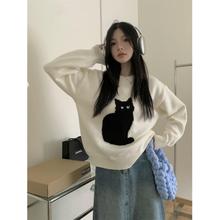 韩系短款套头慵懒风针织毛衣女秋冬2024新款小众日系复古宽松上衣