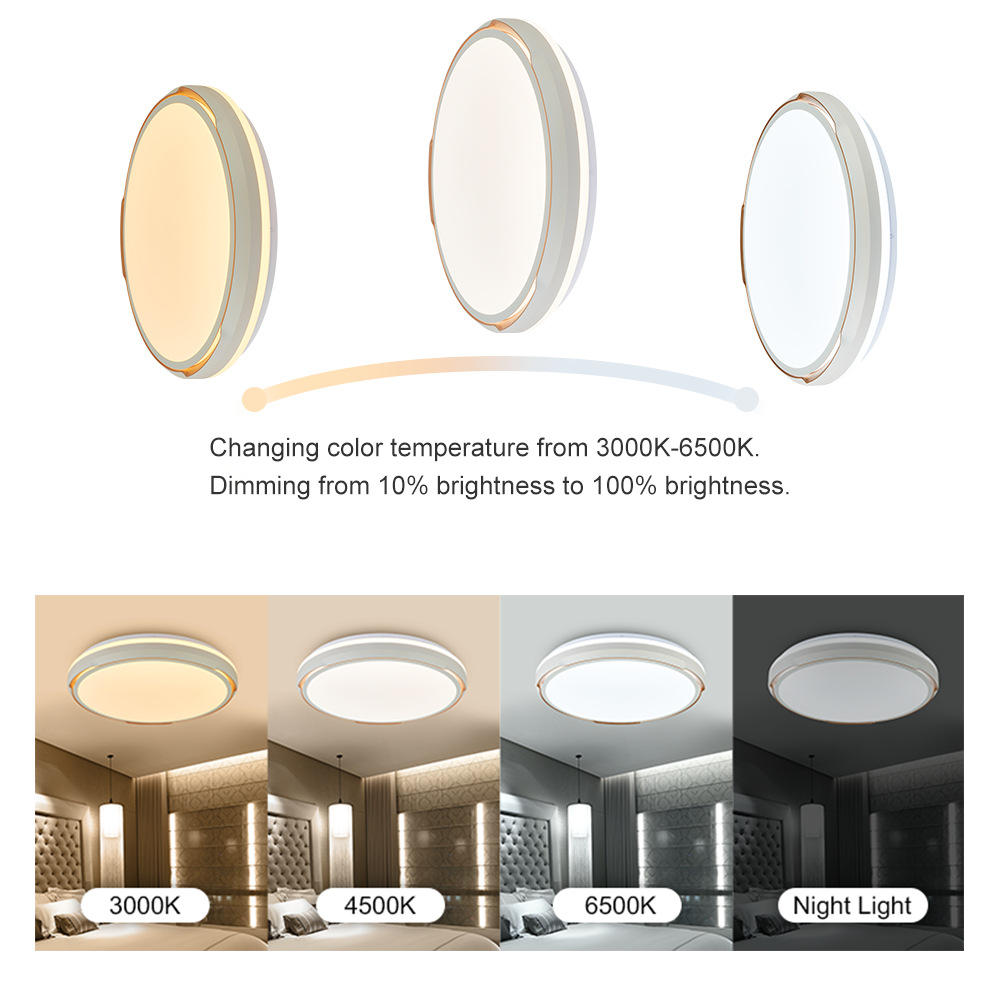 現(xiàn)代簡約LED吸頂燈智能遙控?zé)o極調(diào)光72W家用臥室燈客廳燈中山燈飾