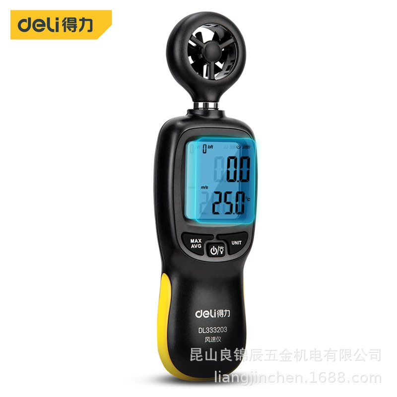 Deli инструмент ручной мини цифровой анемометр высокая точность температуры Ветра Измерительный прибор DL333203