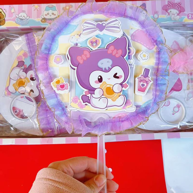 サンリオの手の扇風機の漫画の自作のDIYの蝶々の扇子の子供のアイデアの手作りの手の扇風機の静かな本|undefined