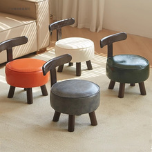 单人沙发椅子实木换鞋小凳子小户型客厅旋转大人坐靠背休闲椅圆椅