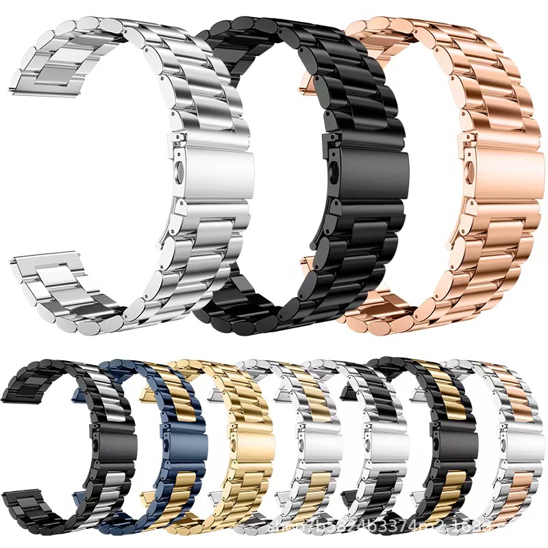 Three-Bead Stainless Steel Watch Strap Suitable for Huawei Watch Gt3 Gt2Pro Watch Strap Samsung Gear S3 S2