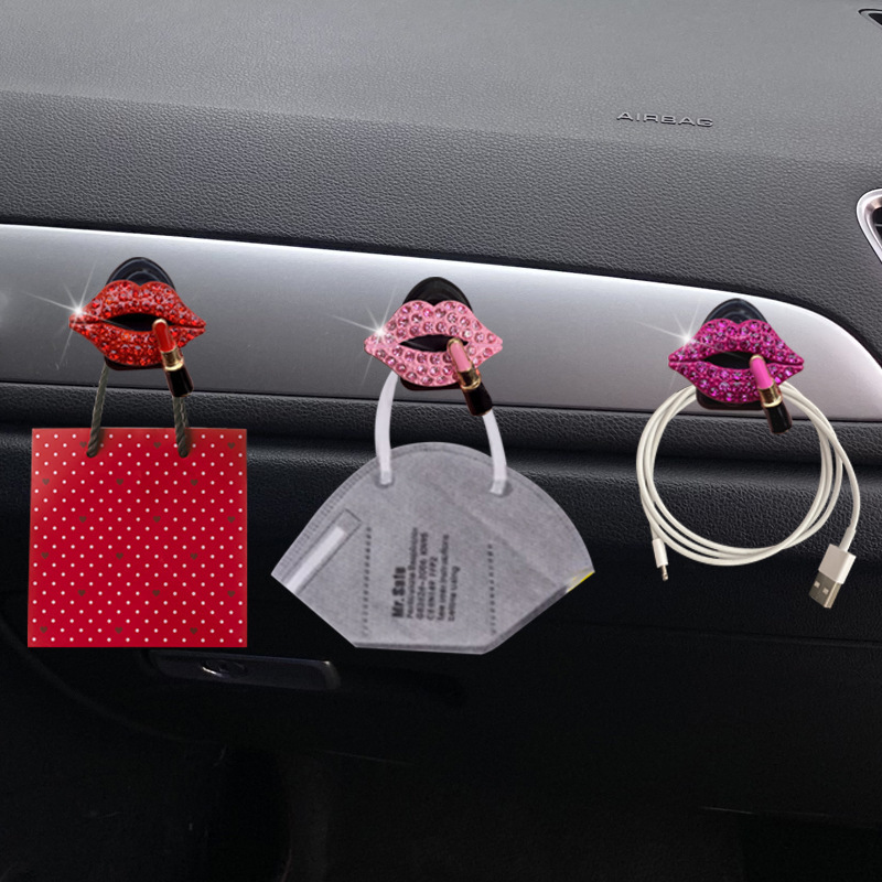 Gancho de coche de moda para coche adhesivo multifuncional mini lápiz labial labios gancho pequeño asiento de coche gancho trasero