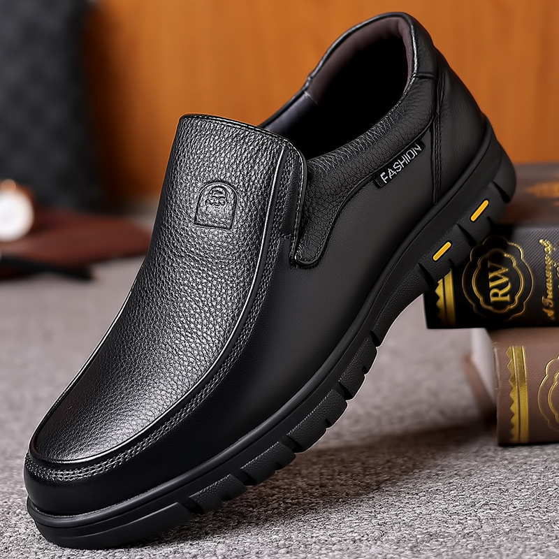 Leather Shoes Men's Genuine Leather Business Casual Middle-Aged and Elderly Soft-Soled Slip-On Men's Shoes Spring & Fall New Cowhide Dad Shoes Leather Shoes Men's Genuine Leather Business Casual Middle-Aged and Elderly Soft-Soled Slip-On Men's Shoes Spring & Fall New Cowhide Dad Shoes