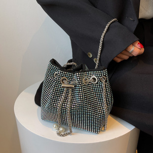 Shoulder bag, fashionable one-shoulder bag, diamond encrusted, 2023 collection, Korean style, western style, internet celebrity