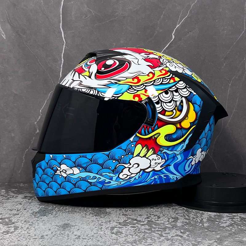 LVS casco de la motocicleta estándar nacional de los hombres y las mujeres del casco completo de doble lente de invierno motocicleta eléctrica Bluetooth cabeza Gris Cuatro Estaciones