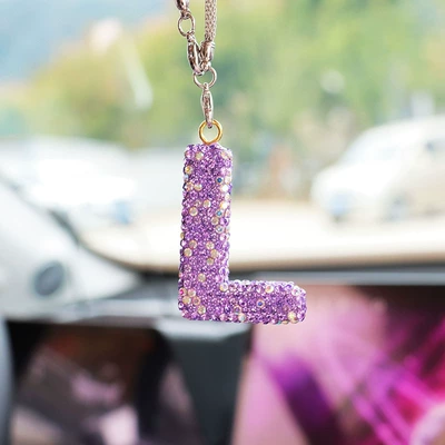 Car hanging – clay car interior accessories - l-letter-car-pendant-lotus-purple
