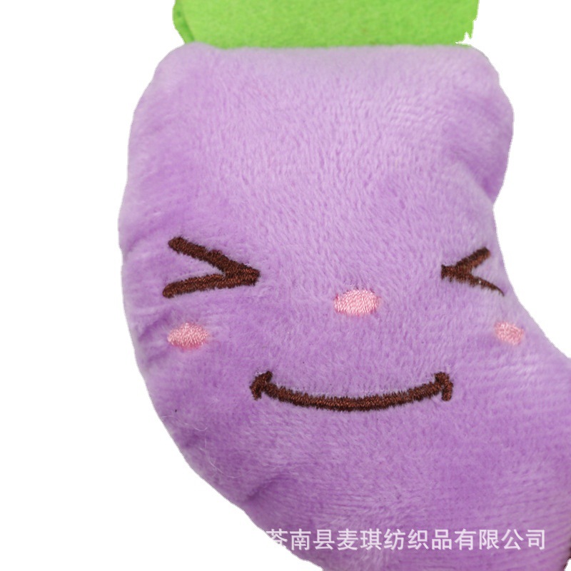 Nueva mascota de peluche de juguete de sonido molienda gato y perro de juguete fruta Chuck animal suministros para mascotas en stock al por mayor