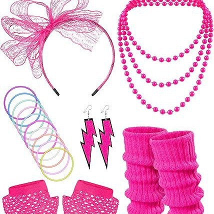 1980S New Neon Party Dance Lace Headband Necklace Bracelet Fishnet Gloves 80S Products 1980S New Neon Party Dance Lace Headband Necklace Bracelet Fishnet Gloves 80S Products