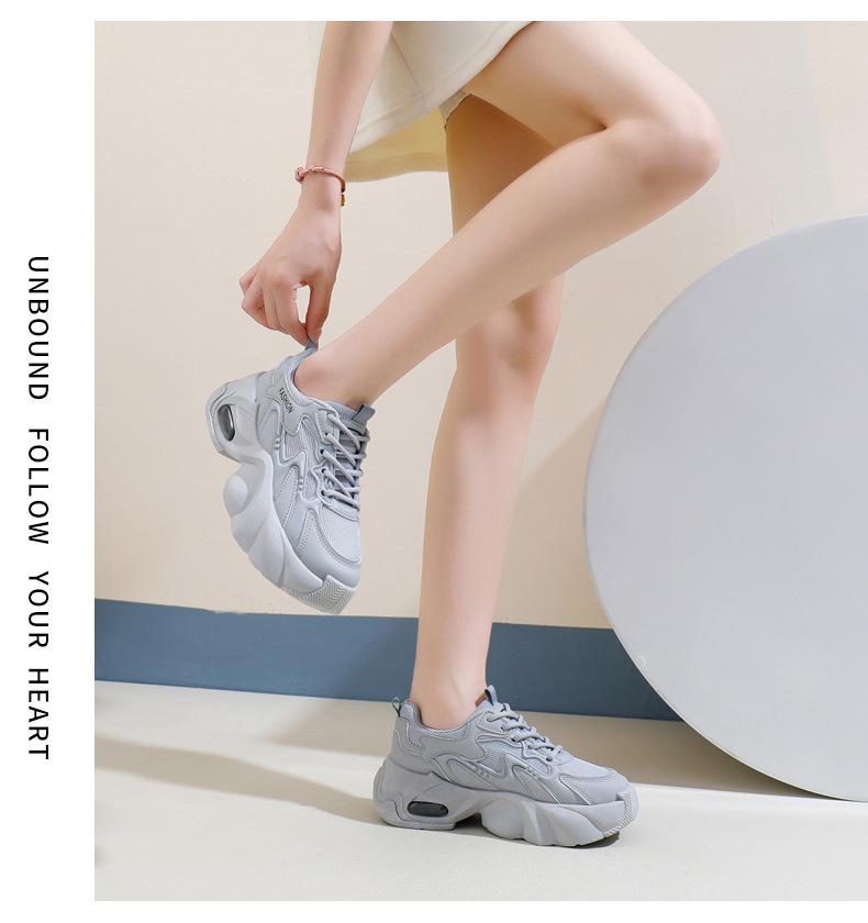 Ins coréen Net coupe basse papa chaussures femmes 2024 automne nouveau respirant étudiant sport hauteur augmenter loisirs YB2808_voghion.com