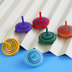 Wooden top toy color box manual rotating top desktop decompression children's wooden top toy street stall wholesale