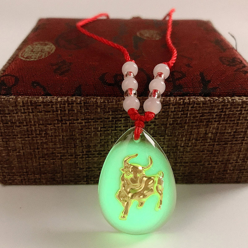 Luminous crystal zodiac [cow] red rope