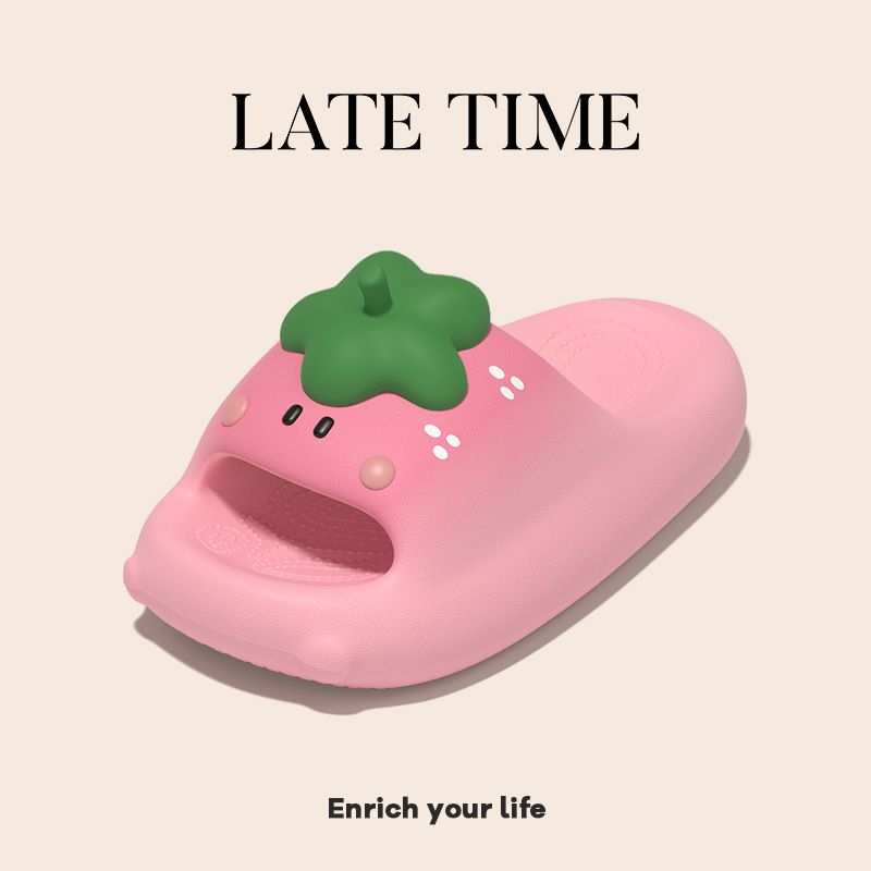 LATE TIME少女心可爱草莓拖鞋女夏2025新款室内家居学生软底凉拖|undefined