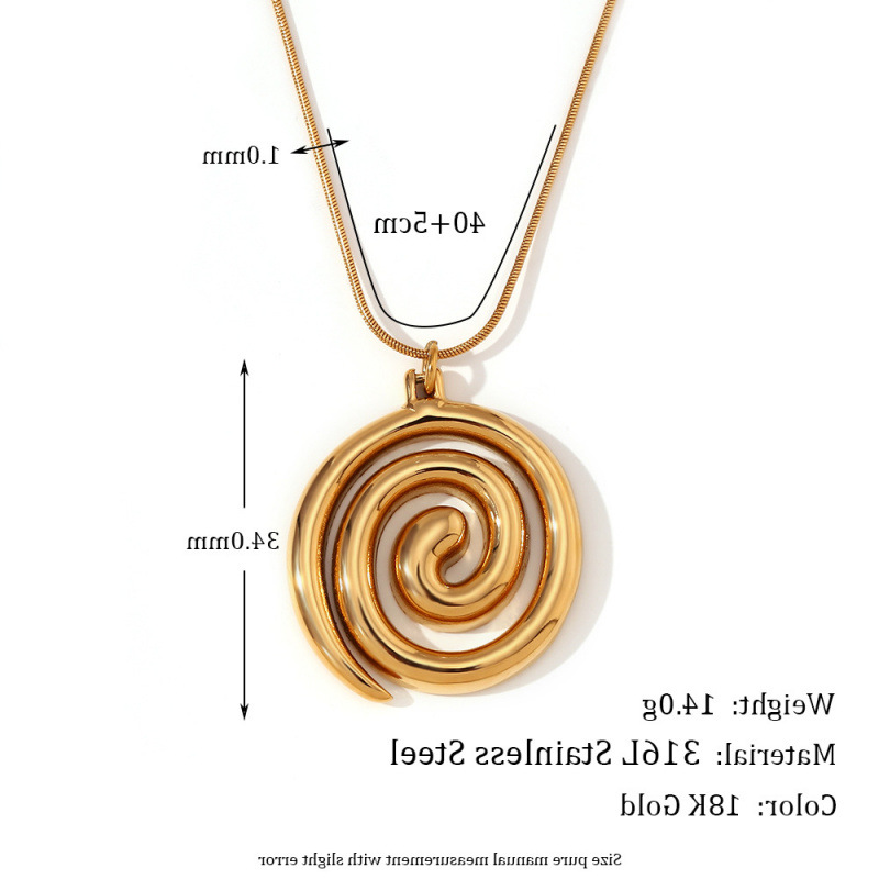 스네이크 체인 소용돌이 펜던트 목걸이 - 골드