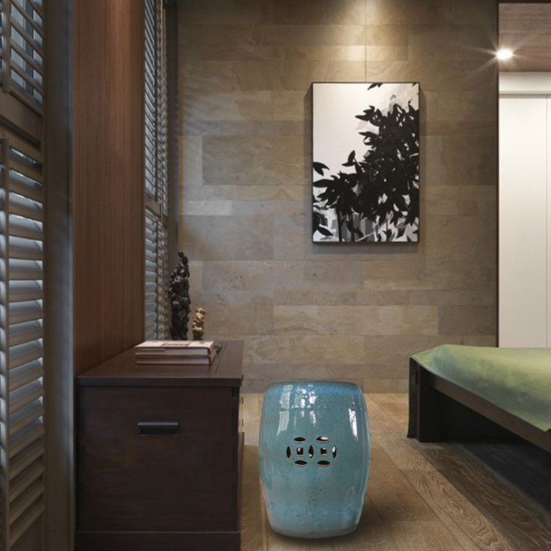 Alta temperatura esmalte de cerámica zapatos de cambio de color de acoplamiento suave decoración tambor banco villa patio asiento de ocio