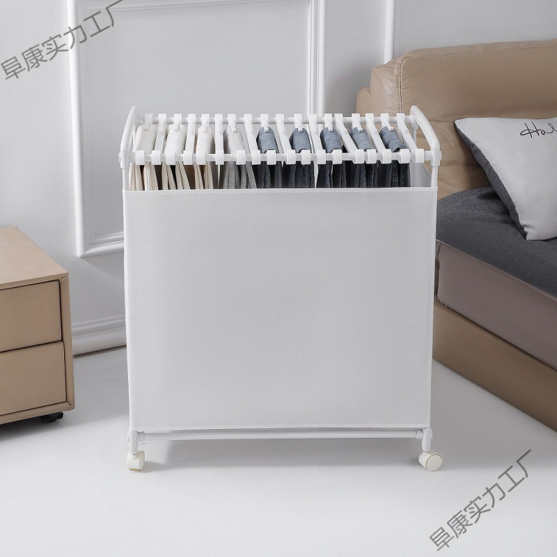 裤子收纳架带围布可移动落地式多功能简易家用卧室宿舍裤架万向轮