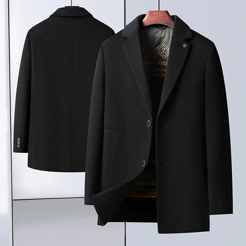 Двустороннее шерстяное пальто мужской съемный белый утиный бархат