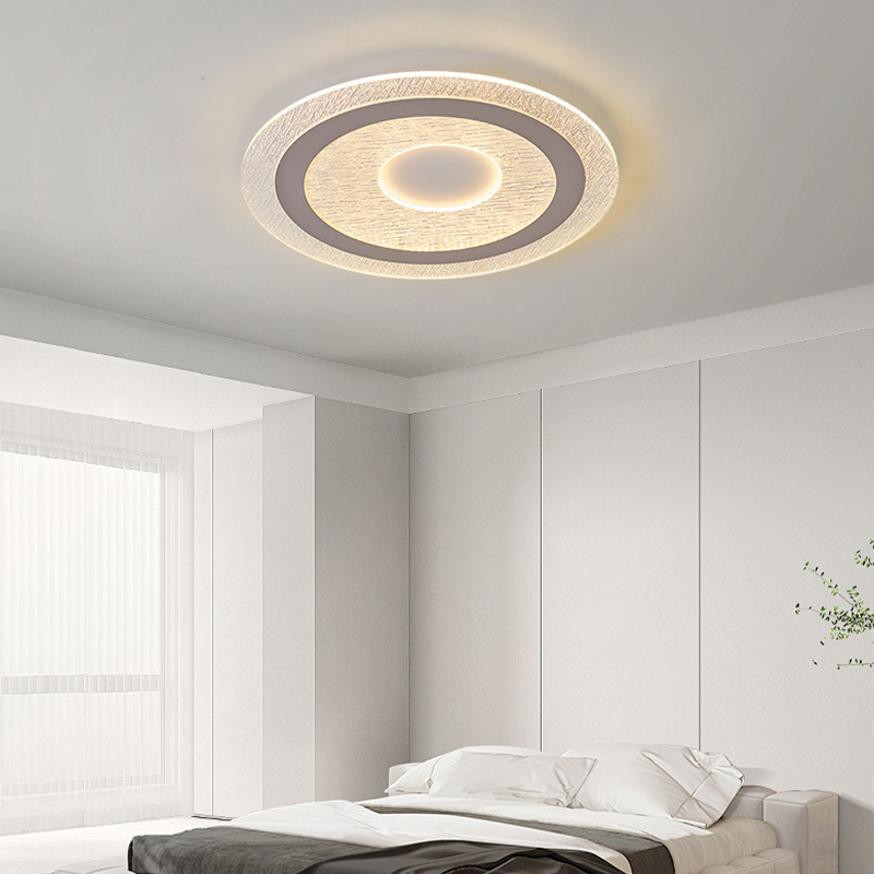 lámpara de techo de dormitorio moderna y minimalista de espectro completo para proteger los ojos. lámpara de dormitorio principal de estudio de hielo de alto nivel redonda y lujosa.