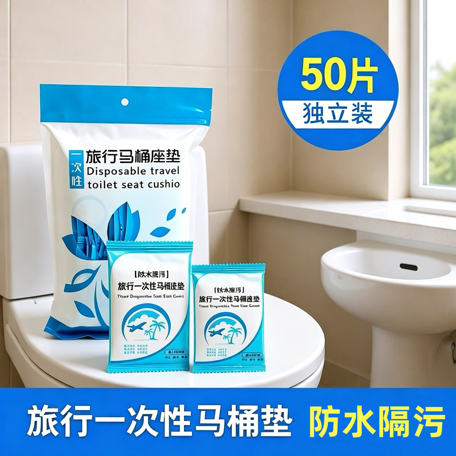 Disposable Toilet Seat Cover, Waterproof and Dirt-Proof, Hotel Use, Slip-On Seat Cushion, Portable Toilet Cover, Hotel Supplies