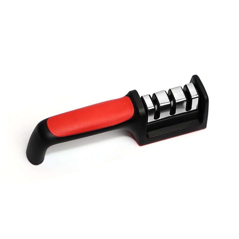 Cuchillo de afilado de acero tungsteno multifuncional afilador de acero inoxidable de cuatro secciones afilador de cuchillo afilador manual rápido