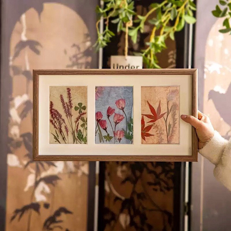 Creative DIY Plant Photo Frame Table Cut Out Hollow Embossed Wooden Decorative Ornaments Wall Hanging Four-Frame Air Pineapple