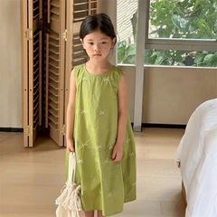 Little Girls' Summer Dress 2024 New Children's Version Sleeveless Blouse Dress Summer Korean Version Princess Dress Summer Stylish
