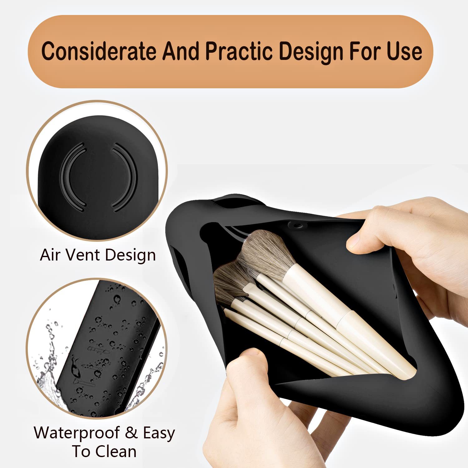 Amazon nuevo cepillo de maquillaje bolsa de almacenamiento de silicona viaje portátil a prueba de polvo de succión magnética bolsa de almacenamiento de herramientas de belleza