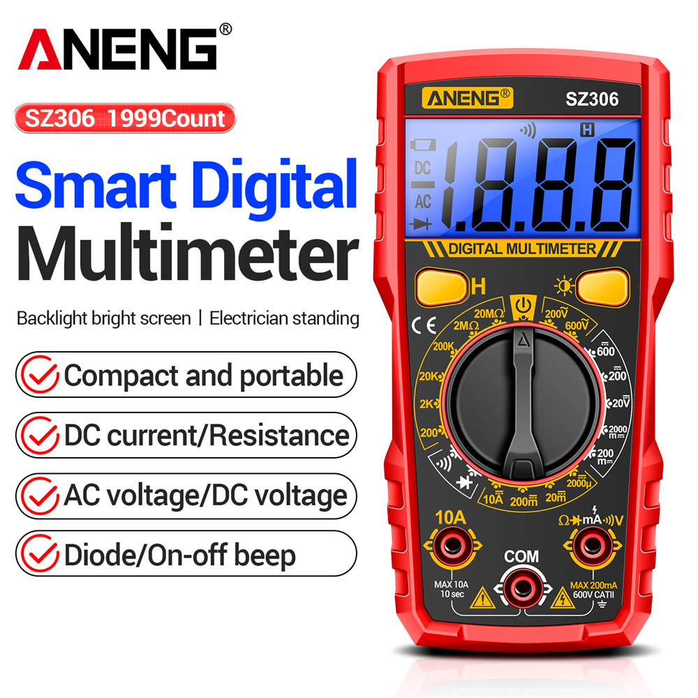 ANENG跨境专供SZ306高精度交直流电压表多功能电阻二极管测试仪表