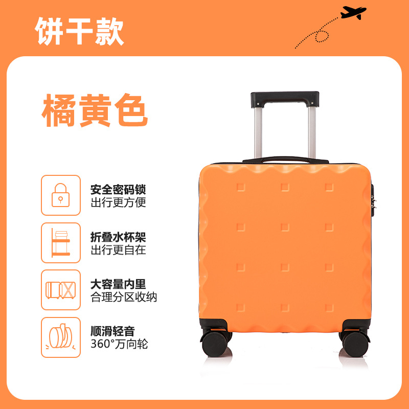 Maleta de embarque de 18 pulgadas tipo galletas maleta de alto valor facial pequeña maleta de tracción de embarque encantadora